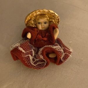 Miniature Doll with Straw hat